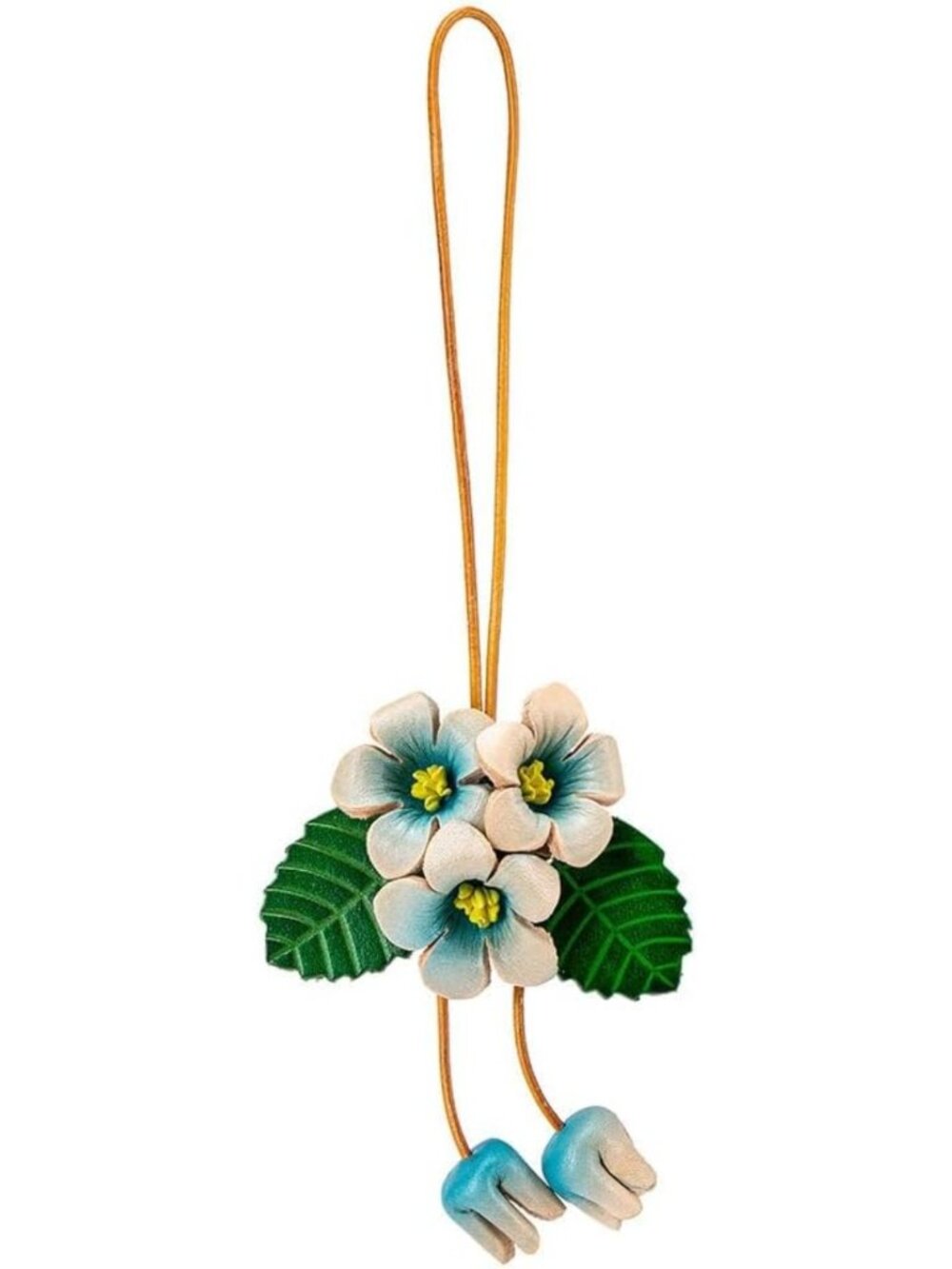 Boho Genuine Leather Flower Keychain | Cute Bag Charm for Handbag & Purse